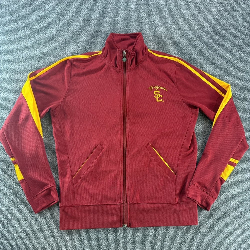 Nike Team USC Trojans Track Jacket Mens Med Red Gold Full Zip Sporty Collegiate